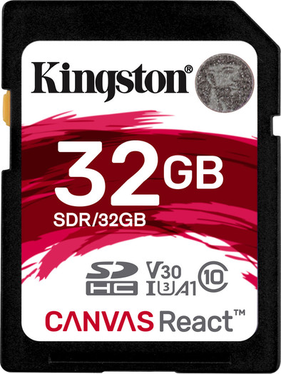 Kingston SDHC Canvas React 32GB 100 MB/s is nooit meer leverbaar