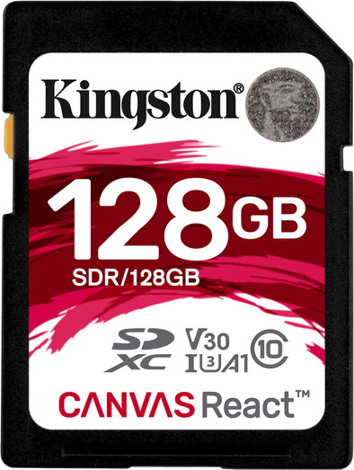 Kingston SDXC Canvas React 128GB 100 MB/s is nooit meer leverbaar