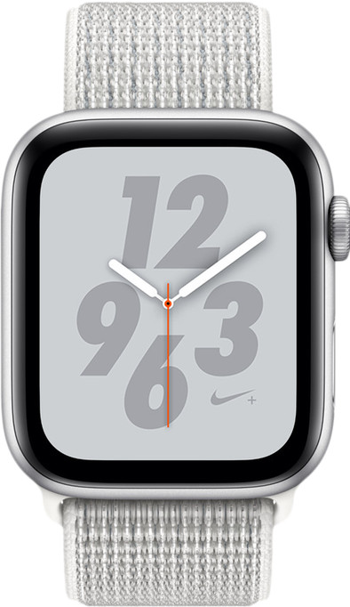 Apple Watch Series 4 44mm Nike+ Zilver Aluminium/Nylon Sportband is nooit meer leverbaar