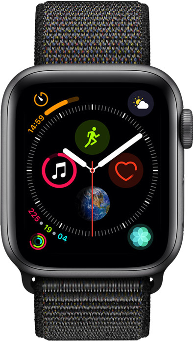 Apple Watch Series 4 40mm Space Gray Aluminium/Zwarte Nylon Sportband is nooit meer leverbaar