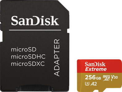 SanDisk MicroSDXC Extreme 256GB 160MB/s + SD Adapter is nooit meer leverbaar