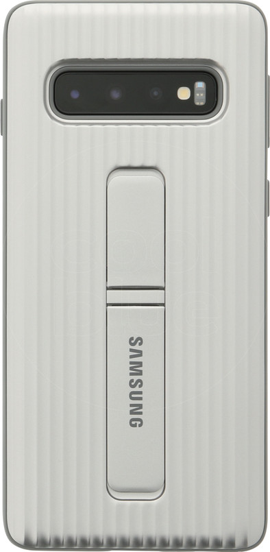 Samsung Galaxy S10 Protect Stand Back Cover Zilver is nooit meer leverbaar