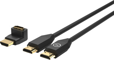 BlueBuilt HDMI kabel nylon 3 meter zwart + 90° Adapter is nooit meer leverbaar