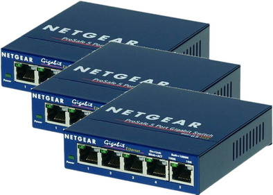 Netgear GS105GE 5-Poorts Gigabit Netwerk Switch 3 Pack is nooit meer leverbaar