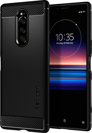 Spigen Rugged Armor Sony Xperia 1 Back Cover Zwart is nooit meer leverbaar