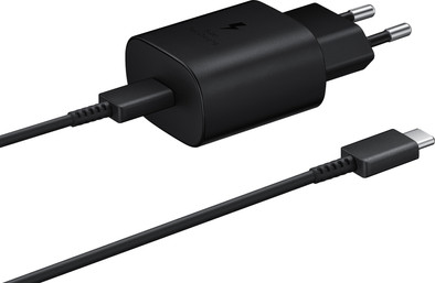 Samsung Oplader met Kabel 1m Usb C 25W met Power Delivery Zwart is nooit meer leverbaar