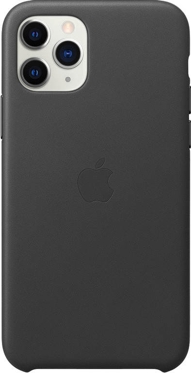 Apple iPhone 11 Pro Max Leather Back Cover Zwart is nooit meer leverbaar