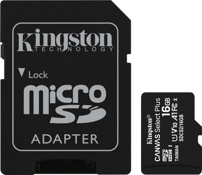 Kingston microSDHC Canvas Select Plus 16GB 100 MB/s + SD adapter is nooit meer leverbaar