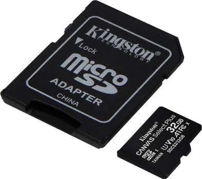 Kingston microSDHC Canvas Select Plus 32GB 100 MB/s + SD adapter is nooit meer leverbaar