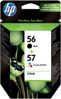 HP 56/57 Cartridge Zwart + Combo Pack 3-Kleuren (SA342AE) is nooit meer leverbaar