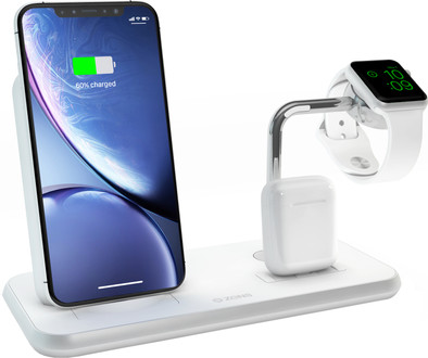 ZENS Draadloze Oplader 10W met Standaard en AirPods Dock + Watch Stand Wit is nooit meer leverbaar