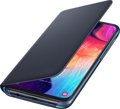 Samsung Galaxy A50 Wallet Book Case Zwart/Blauw is nooit meer leverbaar