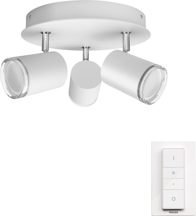 Philips Hue Adore badkameropbouwspot White Ambiance 3-Spot Wit rond + dimmer is nooit meer leverbaar