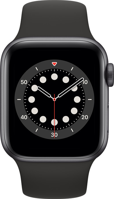 Apple Watch Series 6 40mm Space Gray Aluminium Zwarte Sportband is nooit meer leverbaar
