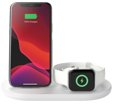 Belkin 3-in-1 Draadloze Oplader 7,5W met Standaard en Apple Watch Oplader Wit is nooit meer leverbaar