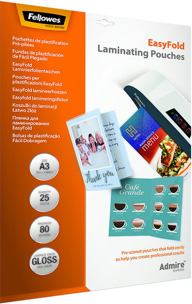 Fellowes Admire A3 Lamineerhoezen EasyFold is nooit meer leverbaar