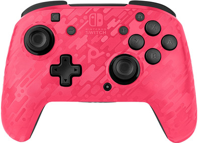 PDP Faceoff Draadloze Nintendo Switch Deluxe Controller Neon Roze Camo is nooit meer leverbaar