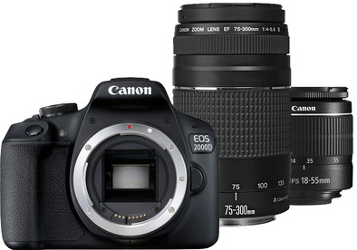 Canon EOS 2000D + EF-S 18-55mm f&#x2F;3.5-5.6 DC III + EF 75-300mm f&#x2F;4-5.6 DC III is nooit meer leverbaar