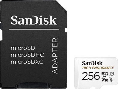 Sandisk Micro SDXC High Endurance 256GB 100MB/s + Adapter is nooit meer leverbaar
