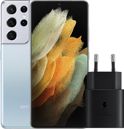 Samsung Galaxy S21 Ultra 512GB Zilver 5G + Samsung Snellader Zonder Kabel 25W is nooit meer leverbaar