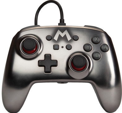 PowerA Enhanced Bedrade Nintendo Switch Controller Mario Zilver is nooit meer leverbaar