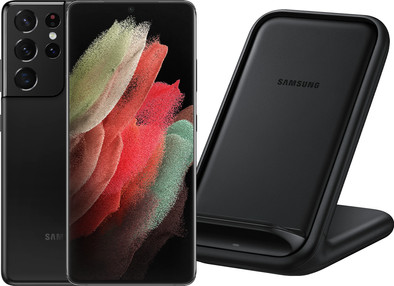 Samsung Galaxy S21 Ultra 512GB Zwart 5G + Samsung Wireless Charger Stand 15W Zwart is nooit meer leverbaar