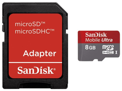 Sandisk Micro SDHC 8 GB Mobile Ultra + SD Adapter is nooit meer leverbaar