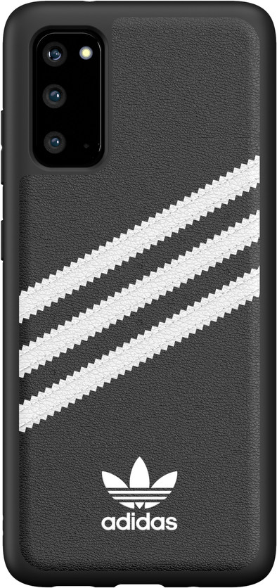 Adidas Samsung Galaxy S20 Back Cover Leer Zwart/Wit is nooit meer leverbaar