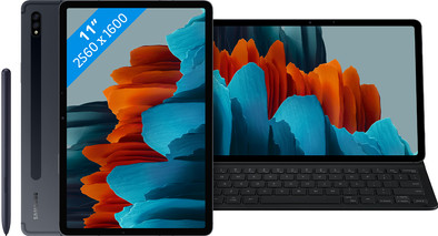 Samsung Galaxy Tab S7 128GB Wifi Blauw + Samsung Toetsenbord Hoes QWERTY Zwart is nooit meer leverbaar