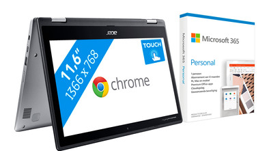 Acer Chromebook Spin 311 CP311-2H-C3DE + Microsoft 365 Personal is nooit meer leverbaar