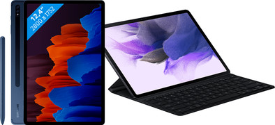 Samsung Galaxy Tab S7 Plus 256GB Wifi Blauw + Samsung Toetsenbord Hoes QWERTY Zwart is nooit meer leverbaar