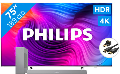 Philips 75PUS8506 - Ambilight + Soundbar + Hdmi kabel is nooit meer leverbaar