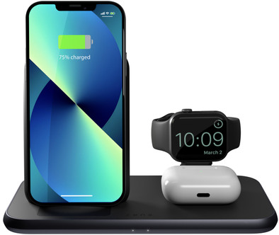 ZENS 3-in-1 Draadloze Oplader 10W met Standaard en Apple Watch Oplader Zwart is nooit meer leverbaar