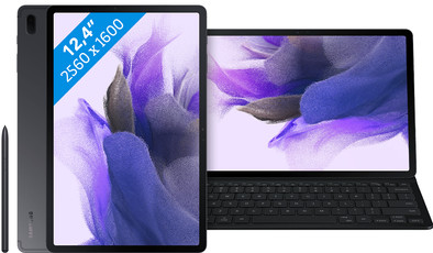 Samsung Galaxy Tab S7 FE 64GB Wifi + 5G Zwart + Samsung Toetsenbord Hoes QWERTY Zwart is nooit meer leverbaar