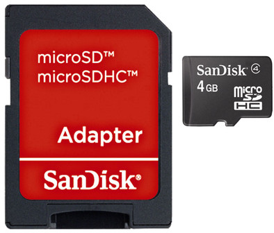 SanDisk micro SDHC 4 GB + SD Adapter is nooit meer leverbaar