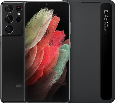 Samsung Galaxy S21 Ultra 512GB Zwart 5G + Samsung Clear View Book Case Zwart is nooit meer leverbaar