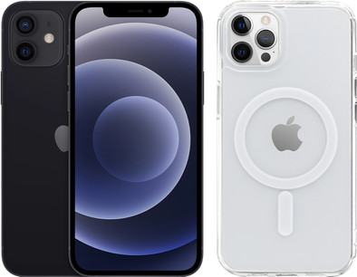 Refurbished iPhone 12 64 GB Zwart (Zo goed als nieuw) + BlueBuilt Hoesje met MagSafe is nooit meer leverbaar