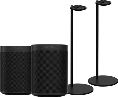 Sonos One Duopack  + Sonos Speaker Standaard Paar Zwart is nooit meer leverbaar