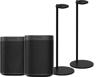 Sonos One SL Duopack + Sonos Speaker Standaard Paar Zwart is nooit meer leverbaar