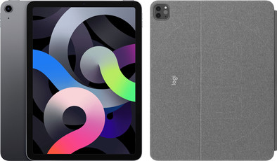 Apple iPad Air (2020) 10.9 inch 256 GB Wifi + 4G Space Gray + Logitech Toetsenbord Hoes is nooit meer leverbaar