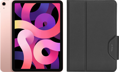 Apple iPad Air (2020) 10.9 inch 64 GB Wifi + 4G Roségoud + Targus VersaVu Book Case is nooit meer leverbaar