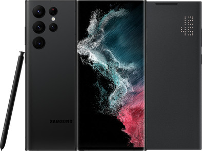 Samsung Galaxy S22 Ultra 128GB Zwart 5G + Samsung Smart Led View Cover Zwart is nooit meer leverbaar