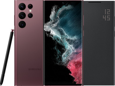Samsung Galaxy S22 Ultra 512GB Rood 5G + Samsung Smart Led View Cover Zwart is nooit meer leverbaar
