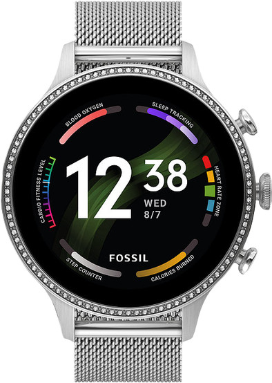 Fossil Gen 6 Display FTW6083 Zilver/Milanees Bandje Zilver 42mm is nooit meer leverbaar