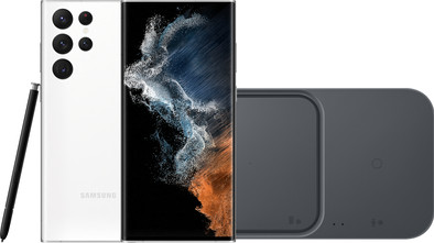 Samsung Galaxy S22 Ultra 256GB Wit 5G + Samsung Duo Draadloze Oplader 15W is nooit meer leverbaar