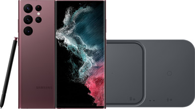 Samsung Galaxy S22 Ultra 512 GB Rood 5G + Samsung Duo Draadloze Oplader 15W is nooit meer leverbaar