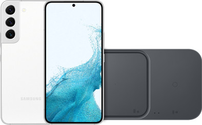 Samsung Galaxy S22 128GB Wit 5G + Samsung Duo Draadloze Oplader 15W is nooit meer leverbaar