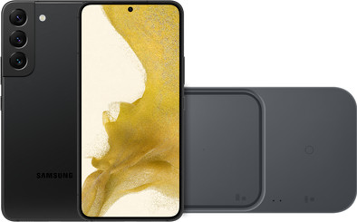 Samsung Galaxy S22 256GB Zwart 5G + Samsung Duo Draadloze Oplader 15W is nooit meer leverbaar