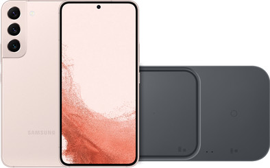 Samsung Galaxy S22 256GB Roze 5G + Samsung Duo Draadloze Oplader 15W is nooit meer leverbaar