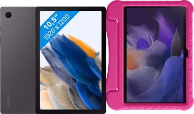 Samsung Galaxy Tab A8 32GB Wifi Grijs + Just in Case Kids Cover Roze is nooit meer leverbaar